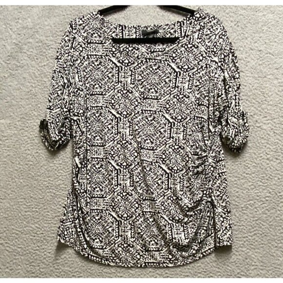Alfani Women’s  Plus Size Printed Short Sleeve Top Size M black White - Picture 1 of 7